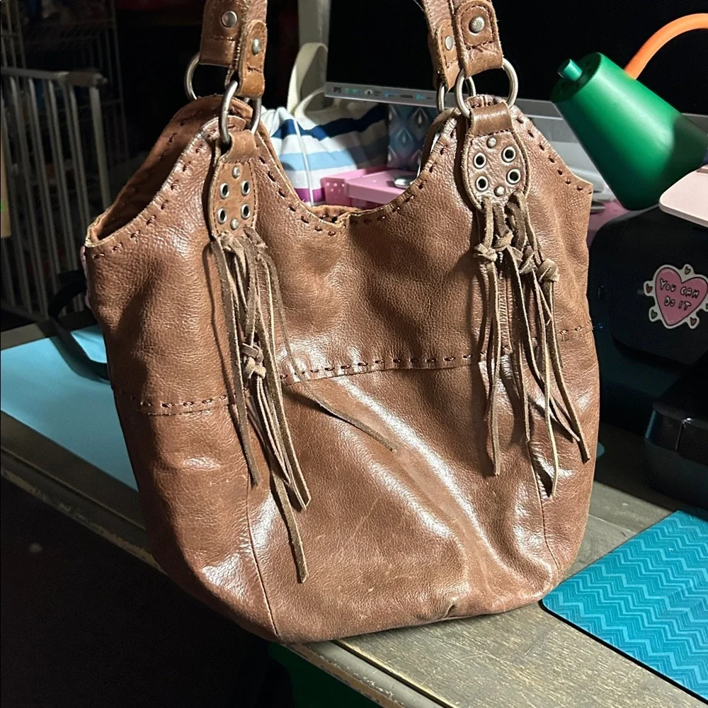 The Sak Slouchy Hobo Brown‎ Women's Fringe Shoulder Bag - Classic Leather Tote